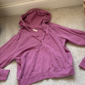 Free people movement Women's V-Neck Hooded Pullover Sweatshirt - Dusty Mauve